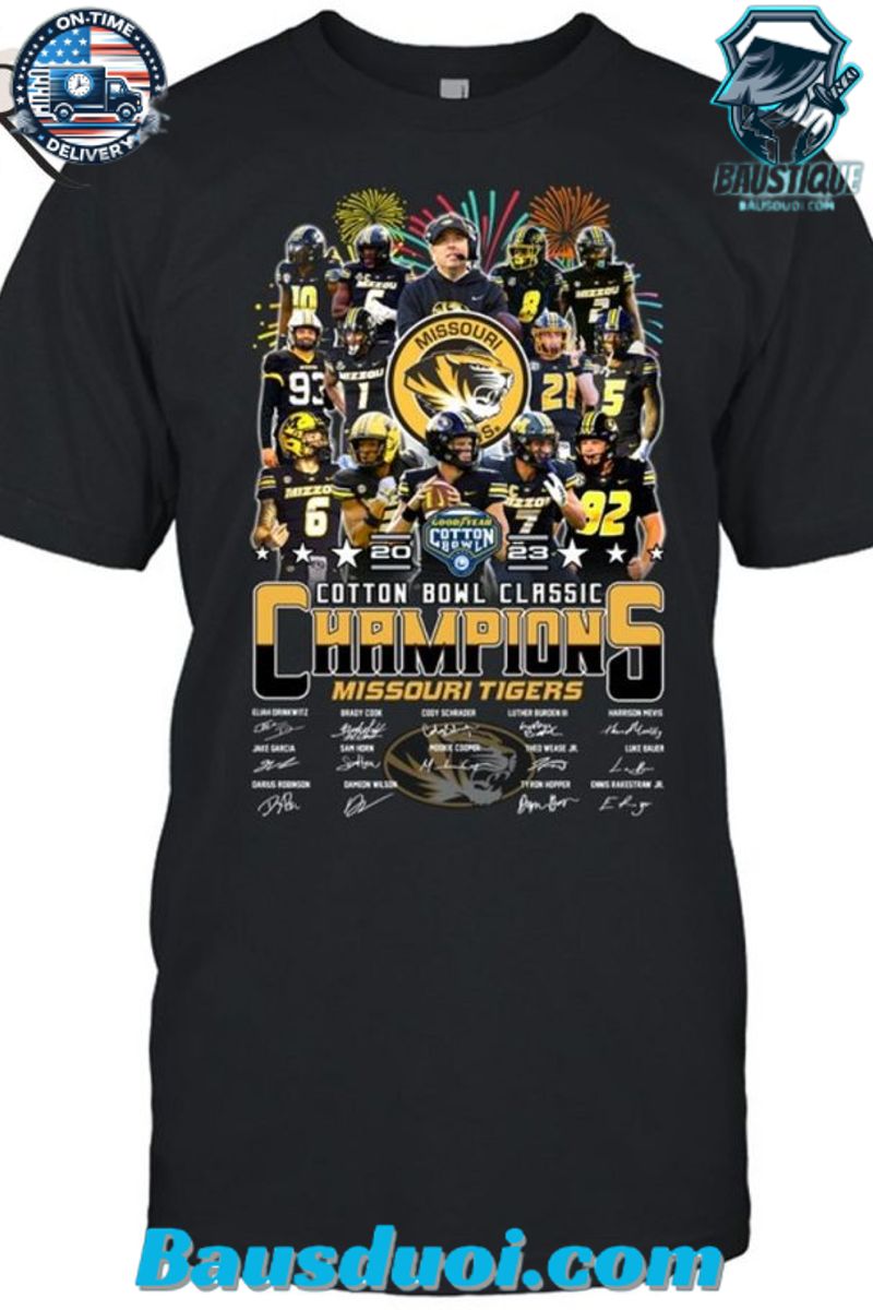 2023 Cotton Bowl Classic Champions Missouri Tigers Signature T Shirt