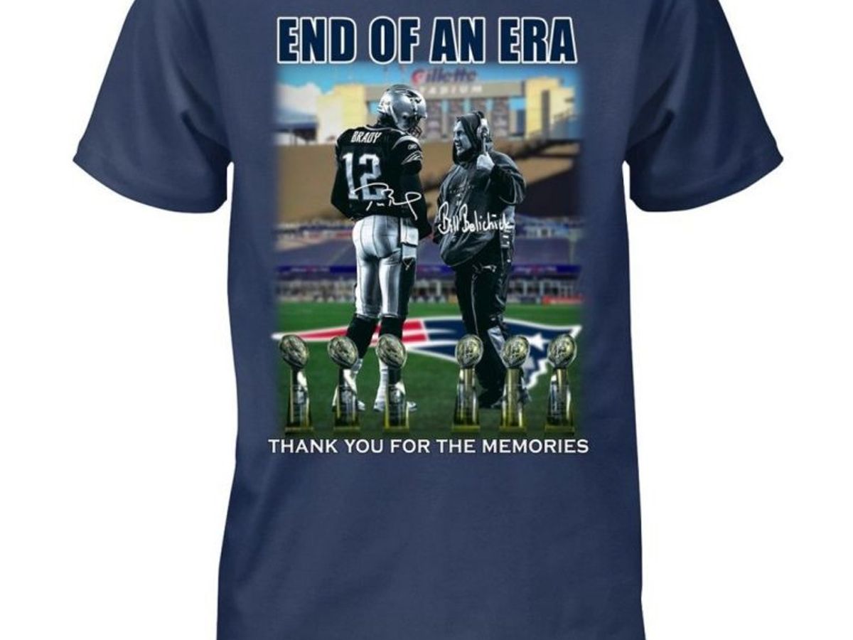 End Of An Era Tom Brady And Bill Belichick Signatures Thank You For The Memories T Shirt 1