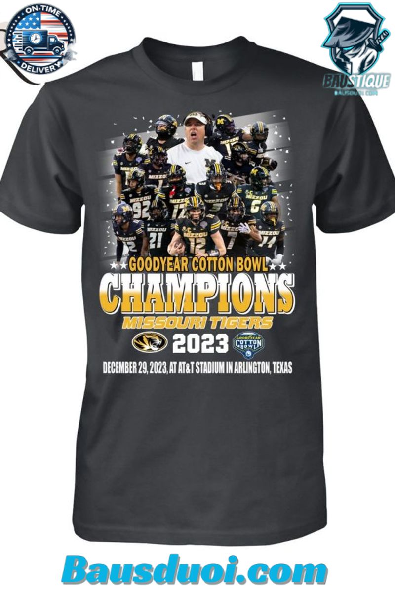 Goodyear Cotton Bowl 2023 Champions Missouri Tigers 14 - 03 Ohio State December 29, 2023 Sun Bowl T-Shirt