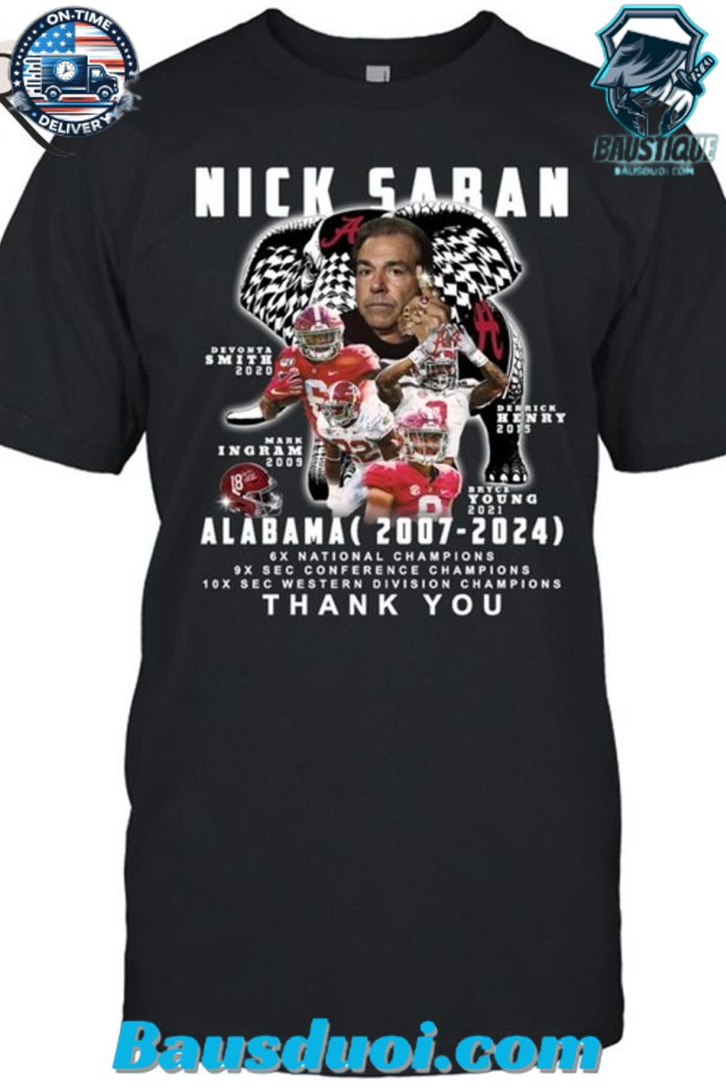 Nick Saban Alabama 2007 2024 Thank You T Shirt