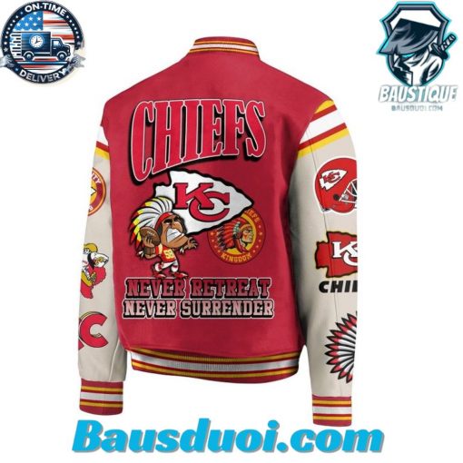 Chiefs Never Retreat Never Surrender Red Design Baseball Jacket