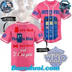 Personalized Doctor Who I Love You Pink Design Baseball Jersey