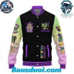 Personalized Mardi Gras Black Design Baseball Jacket