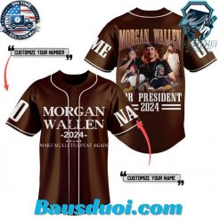 Personalized Morgan Wallen 2024 Browrn Design Baseball Jersey
