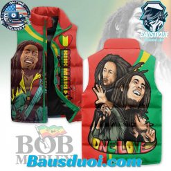 Bob Marley One Love With Canabis Slevees Puffer Jacket