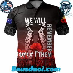 Australia Anzac Day Soldier We Will Remember Them Polo Shirt Red
