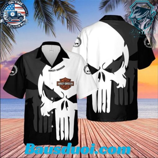Black & White Harley-Davidson Hawaiian Shirts