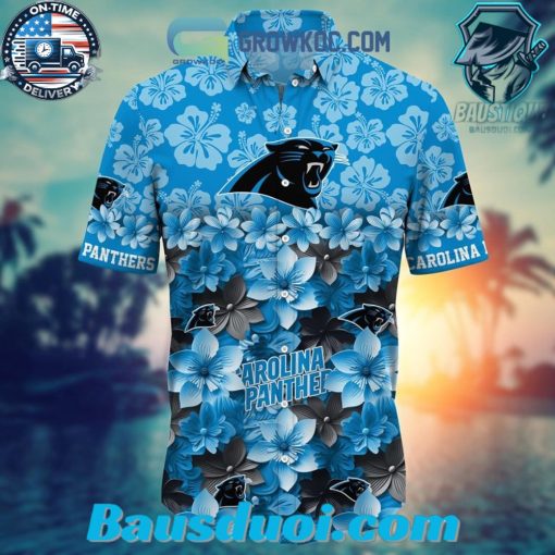 Carolina Panthers Hibiscus Summer Flower Hawaiian Shirt