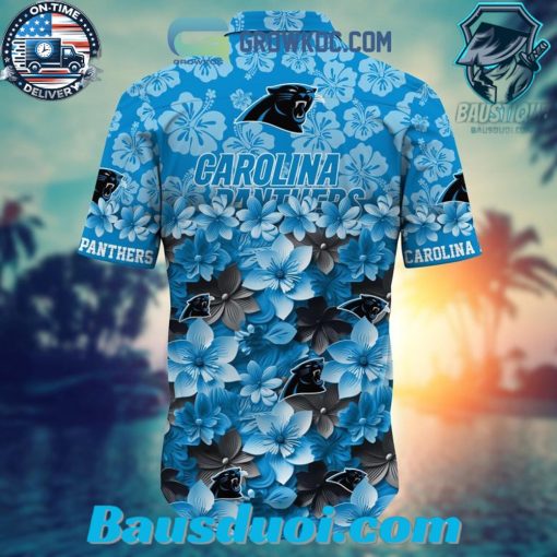 Carolina Panthers Hibiscus Summer Flower Hawaiian Shirt