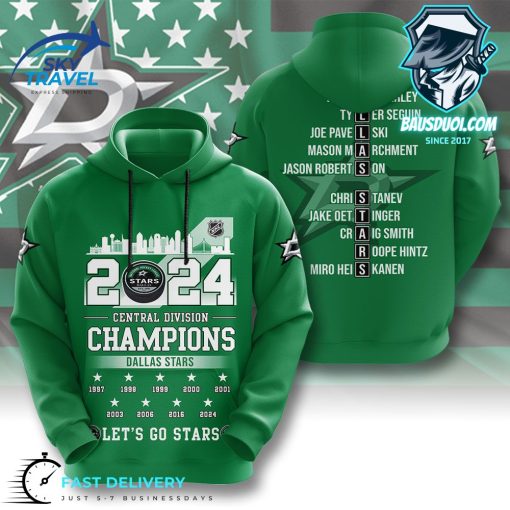 Dallas Stars Champions Central Division 2024 3D Apparels Hoodie