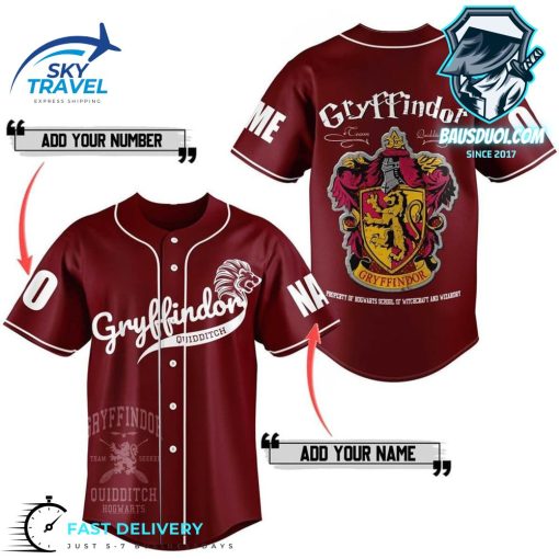 Gryffindor Quidditch Harry Potter Custom Name Baseball Jersey