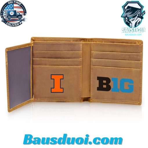 Illinois Fighting Illini BIG Mens Basketball Personalized Leather Men Wallet