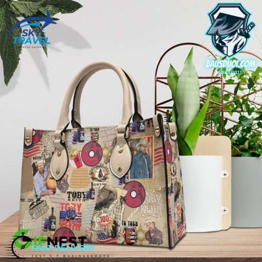 Memories Of Toby Keith Leather HandBag