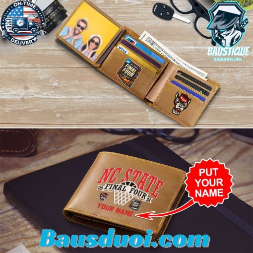 Personalized NC State Wolfpack Mens Basketball Final Four Leather Men Wallet