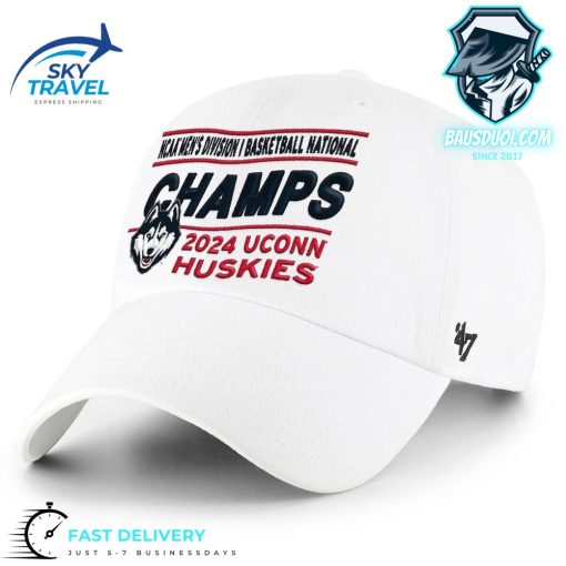 UConn Huskies 2024 NCAA Mens Basketball National Champions Wave Clean Up Cap Hat