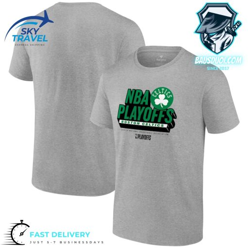 Boston Celtics 2024 NBA Playoffs Defensive Stance Heather Gray TShirt