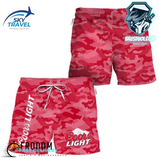 Coors Light Red Camouflage Hawaiian Shorts