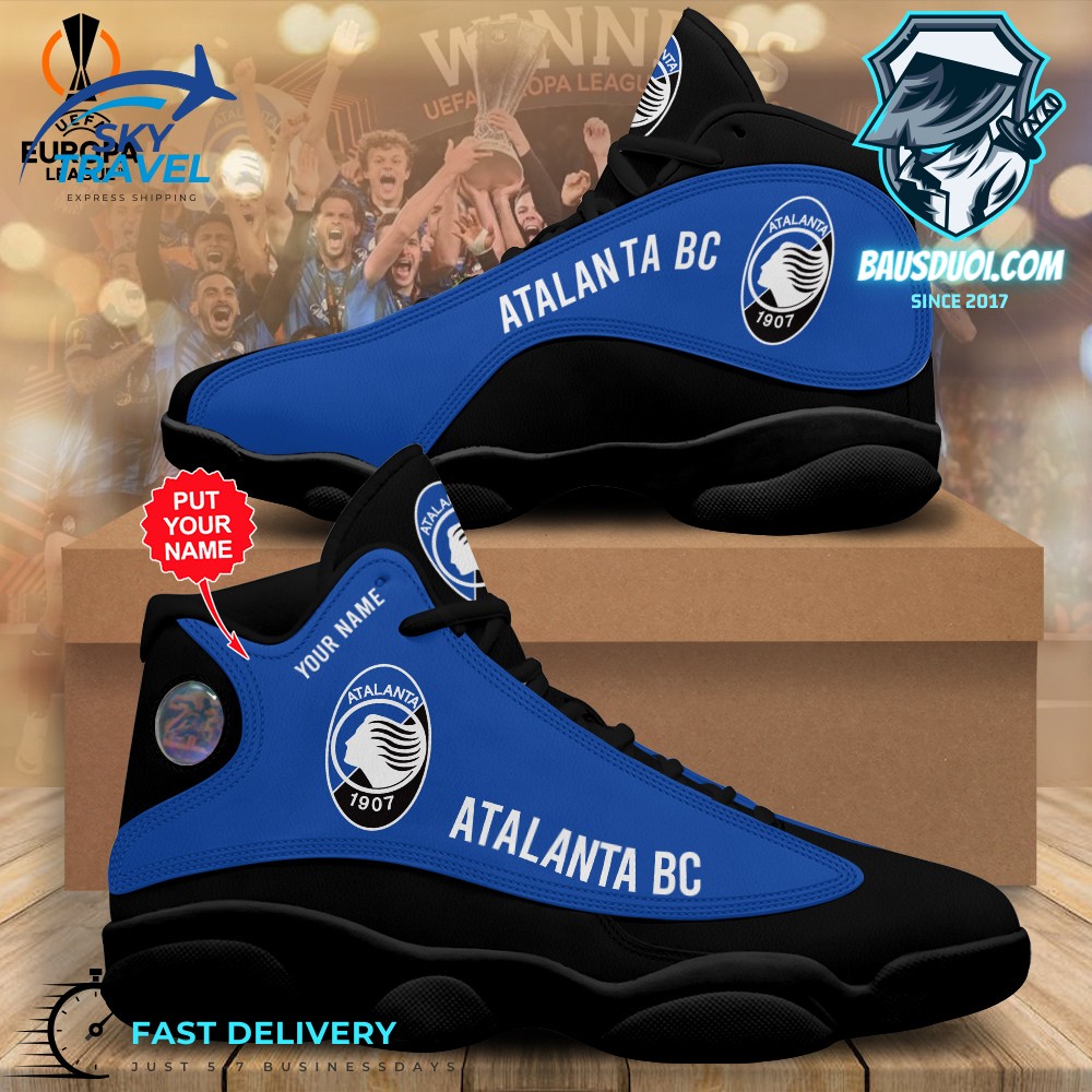 Custom Name Atalanta BC Champions UEFA Europa League in 2023 24 Air Jordan 13 Shoes Bausduoi