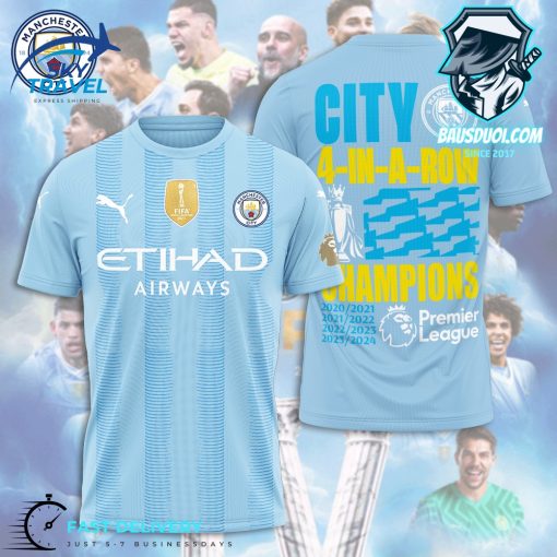 Manchester City Four In A Row Premier League Victory Shirt
