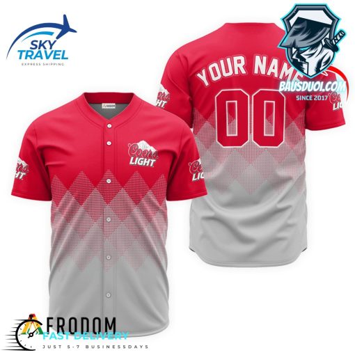 Personalized Coors Light White And Red Halftone Baseball Jersey