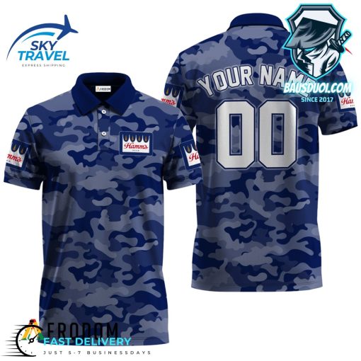 Personalized Hamms Beer Blue Camouflage Polo Shirt
