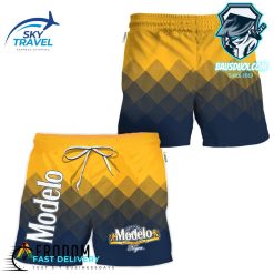 Personalized Modelo Negra Yellow And Blue Halftone Hawaiian Shorts
