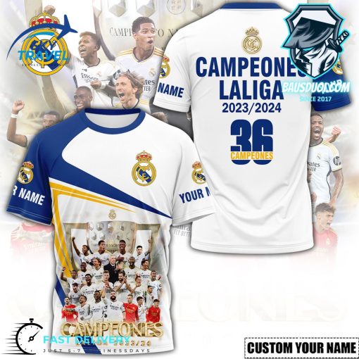 Real Madrid FC 36 Campeones Laliga 2023 24 Personalized TShirt 3D