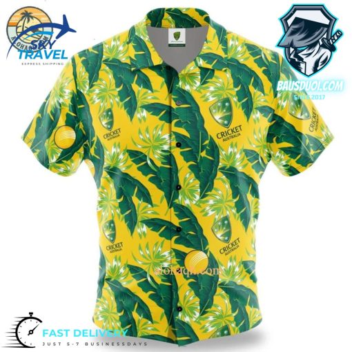 Australian Mens Cricket Team 20232024 Leaf Hawaiian Shirt