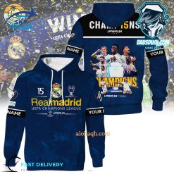 Real Madrid UCL 2024 Champions Blue Hoodie