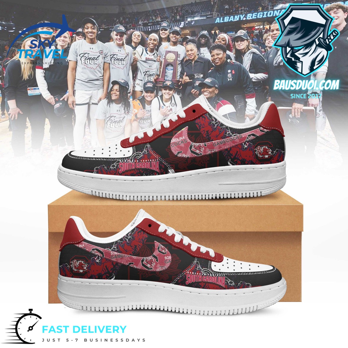 2024 NCAA South Carolina Gamecocks Womens Basketball National Champions Air  Force 1 Sneakers - Bausduoi