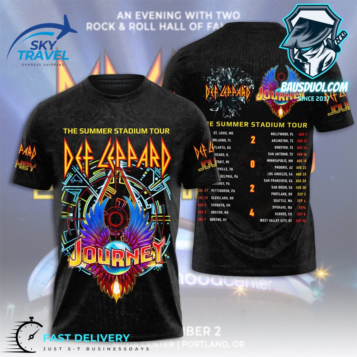 Def Leppard Journey The Summer Stadium Tour 2024 3D Tshirts - Bausduoi