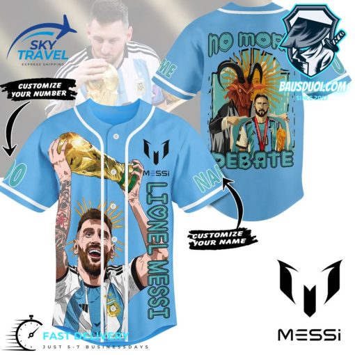 Messi Goat No More Debate Baseball Jersey