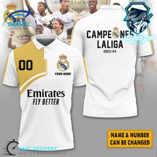 Real Madrid Laliga 2024 Champions Polo Shirt