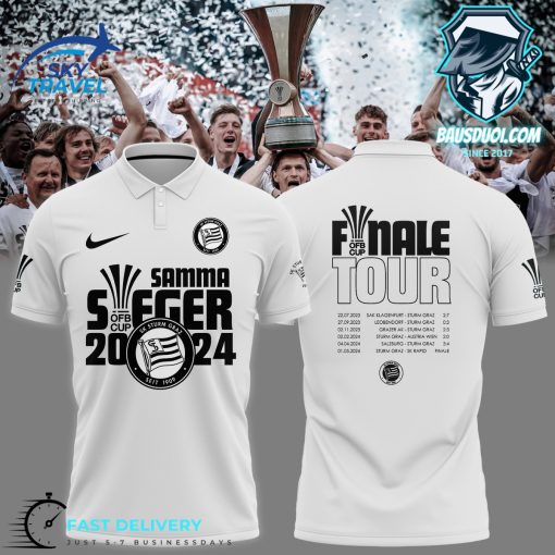 Sturm Graz Final Tour 2024 White Polo Shirt