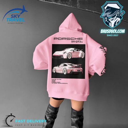 Unisex Oversized Porsche 911 GT3 RS Car Pink Hoodie