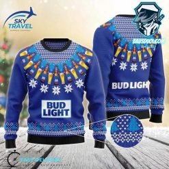 Bud Light Heart Pattern Fair Isle Ugly Sweater