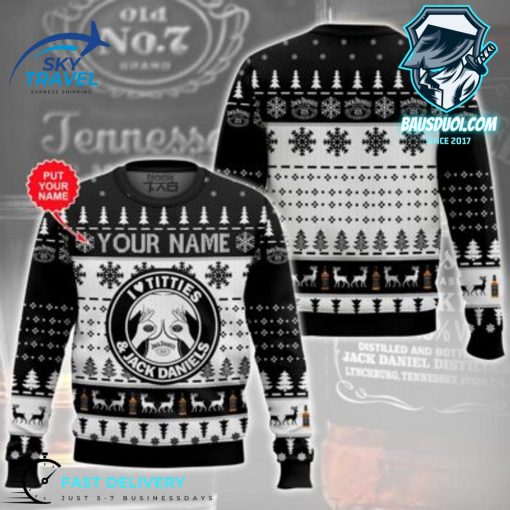 Custom Name Jack Daniels Titties Funny Ugly Sweater