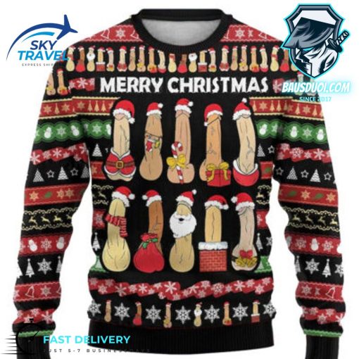 Dirty Ugly Cockmas Print Casual Ugly Sweater Christmas