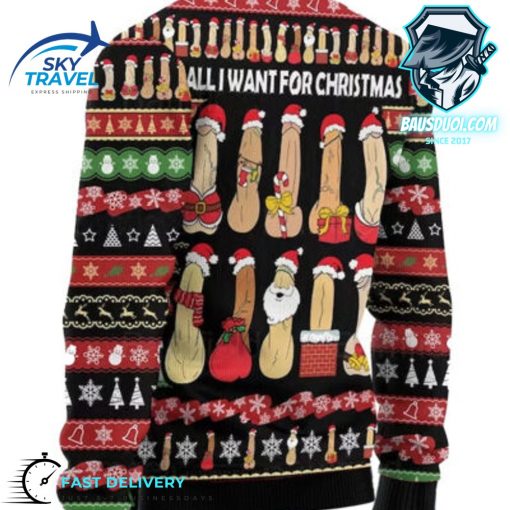 Dirty Ugly Cockmas Print Casual Ugly Sweater Christmas