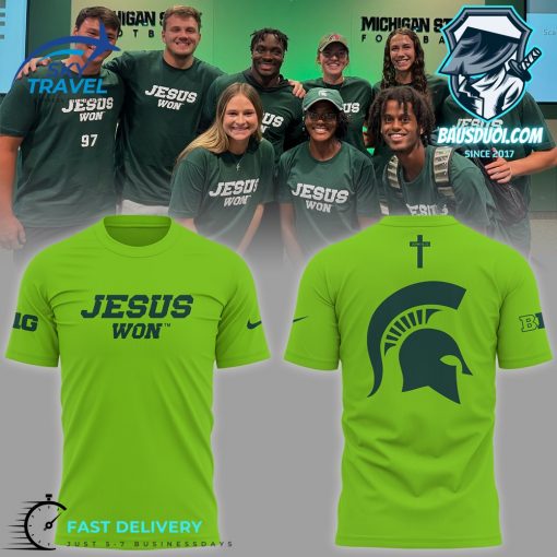 Michigan State Big10 2024 Limited Edition Jesus Won Light Green TShirt