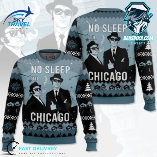Blues Brothers No sleep Til Chicago Ugly Sweater